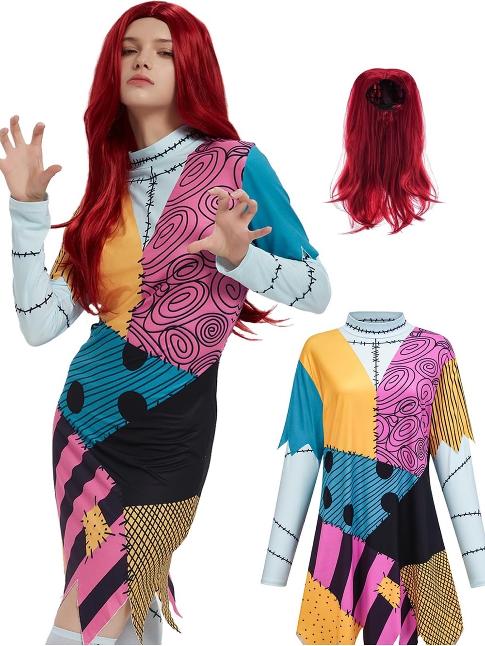 Sally Nightmare Before Christmas Dress Wig Costume Cosplay Women’s Size M